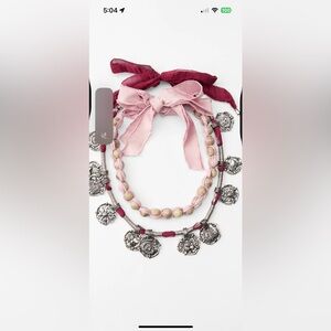 Zara two pack of fabric pieces necklaces